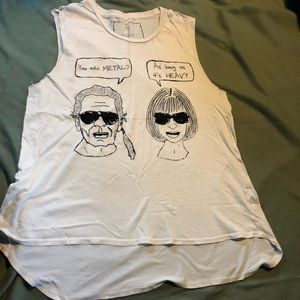 White Graphic Muscle Tank Top - Casual Everyday Tee